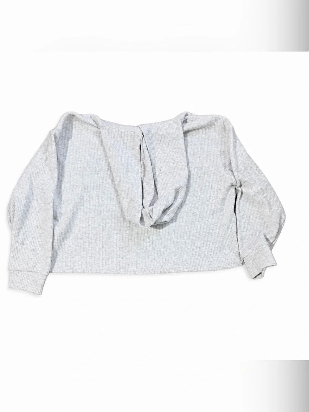 Old Navy Girls Ribbed Cropped Hoodie Size L 10-12 Gray Pullover